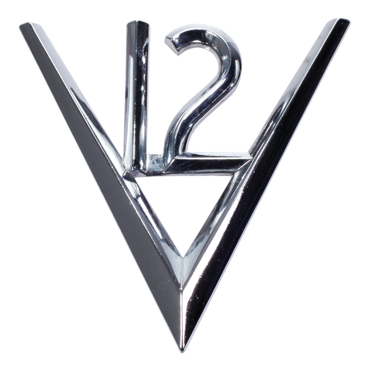 V12 Boot Lid Badge, V12 Boot/Trunk Lid Badge - Chrome