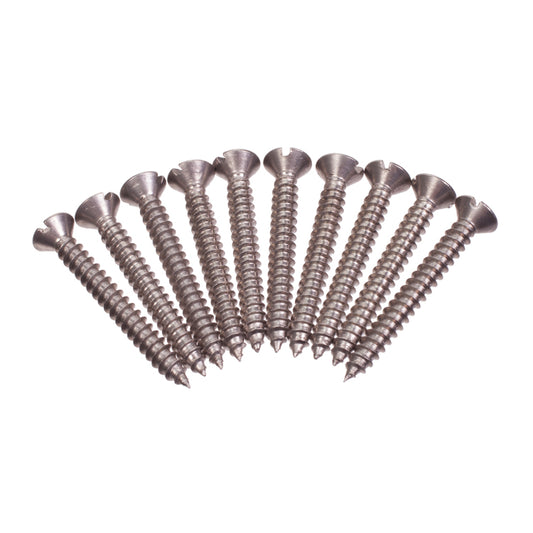 Trim Screw Pack 1", Pack Of 10 Trim Screws - Stainless Steel, Slotted Raised Countersunk, #4 X 1"