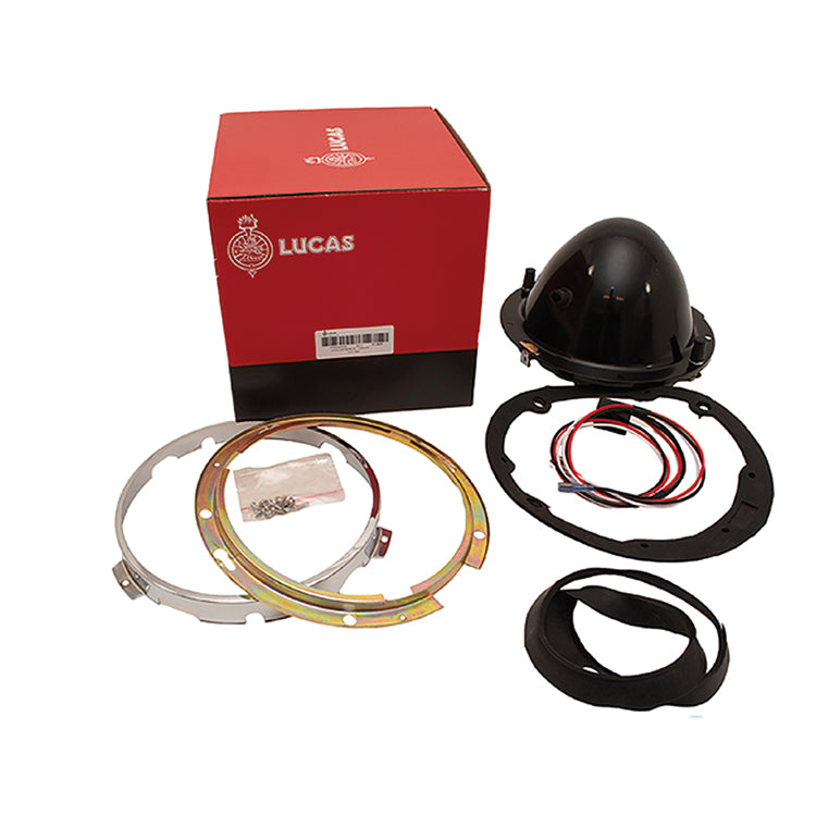 Lucas 7 inch F700 3 Adjuster headlamp bowl kit. Bowls, Seals, Retaining Rings, Screws and Adjusters.