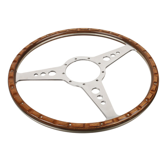 Steering Wheel 15", Woodrim Steering Wheel, Flat 15"