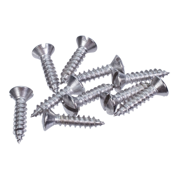 Trim Screw Pack 1/2", Packet Of 10 Trim Screws - Stainless Steel, Slotted Raised Countersunk, #4 X 1/2"